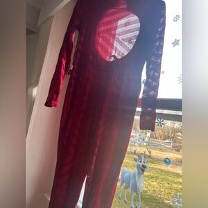 Red Sheer Long Sleeve Jumpsuit